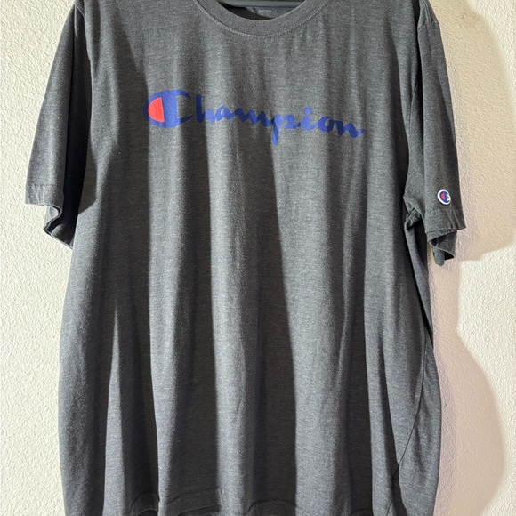 Champion Men's Dark Gray Tee with Blue Logo - Picture 1 of 5